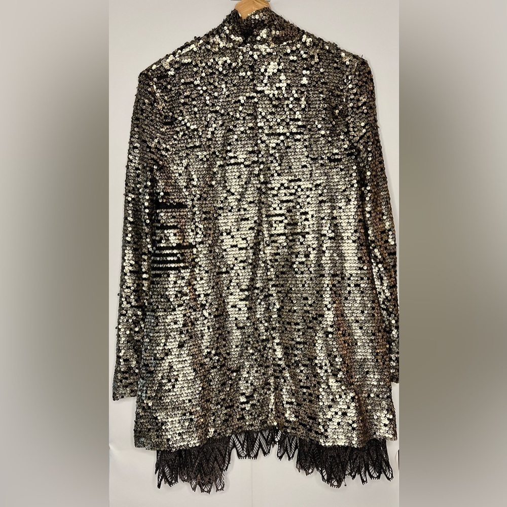 Free People Jacket Tarnished Sequin Stardust Gold XSmall - Picture 10 of 12
